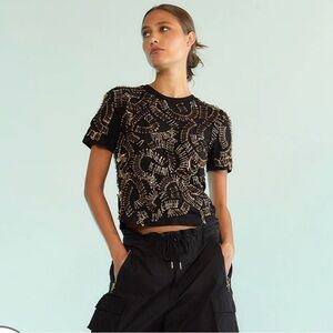 NWT Cynthia Rowley black safety pin Tshirt.
